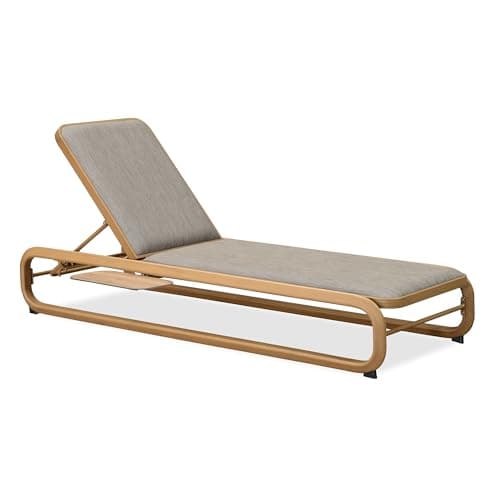 PURPLE LEAF Chaise Lounge Patio Chair Recliner Outdoor for Patio Poolside Balcony w/Slide-Out Side Table with Cushion Adjustable Backrest 2 Pieces Teak