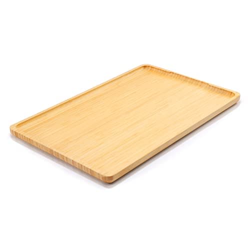 Webacoo Bamboo Tray with Handles - Lightweight Serving Tray for Breakfast in Bed, Coffee Table, BBQ, Kitchen, Ottoman & Party - Perfect for Lap, Couch & Gifting - Large Size Wood Tea Tray - 15”x10”