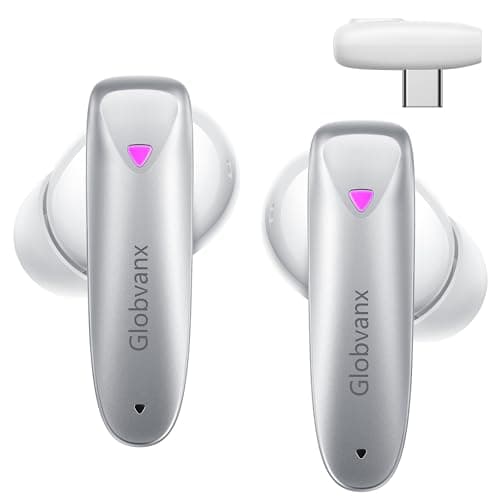 Globvanx V2 True Wireless Gaming Earbuds 20ms Low Latency with 2.4Ghz Dongle, Bluetooth 5.4, IPX5 Bluetooth Headphones in-Ear Earbuds with Noise Cancelling Mic for VR, PC, PS5, PS4, Switch