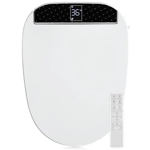 Combier CMA210S-B Bidet Toilet Seat With Turbo Wash, Wireless Remote and Side Panel, The heated Toilet Seat Have Adjustable Heated Seat, Warm Water, Air Dryer & Multiple Spray Modes(Elongated)