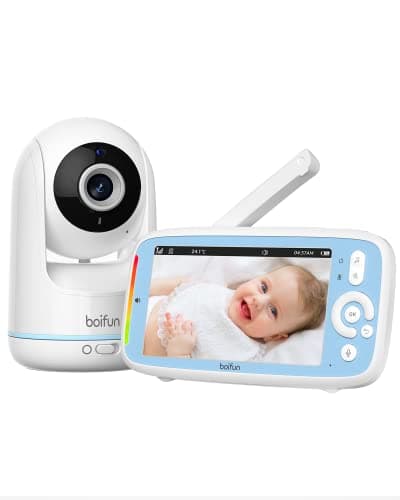 BOIFUN Video Baby Monitor WiFi, Smartphone APP Control & LCD Monitor, 4.3'' 3X Zoom Display, AI Motion & Sound Detection, 1080P Smart (Monitor para Bebe), Night Vision, Video Recording