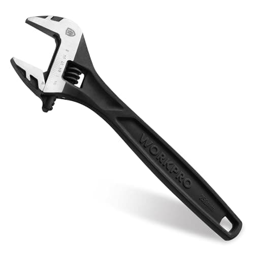 WORKPRO 10" Adjustable Wrench, Black Oxide Wrench 10 Inch with Inch/Metric Scale, Premium Cr-V Steel