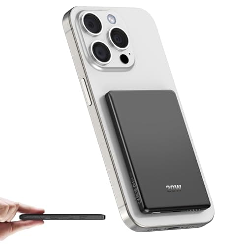 Magnetic Portable Charger PowerBank, 5,000mAh Mag Slim Wireless Power Bank with USB C PD 20W QC3.0 Wired Fast Charging, Battery Pack Compatible with iPhone 17/16/16 Pro/16 Pro Max/15/15 Pro Series