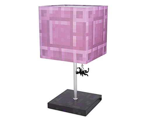 Minecraft Nether Portal Desk Lamp with Ender Dragon Pull | Nightstand Table Lamp with LED Mood Light for Bedroom, Desk, Living Room, Playroom | Home Decor Kids Room Essentials | Video Game Gifts
