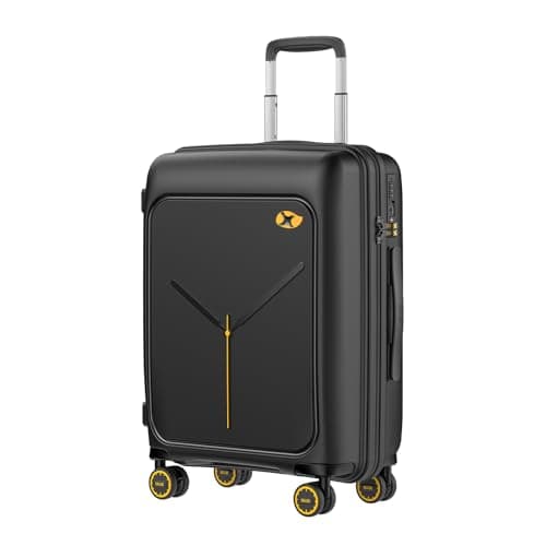 MGOB Carry-On Luggage 22" x 14" x 9" Airline Approved 20" Spinner Wheels Travel Suitcase with TSA Lock Hardside Luggage (Black)