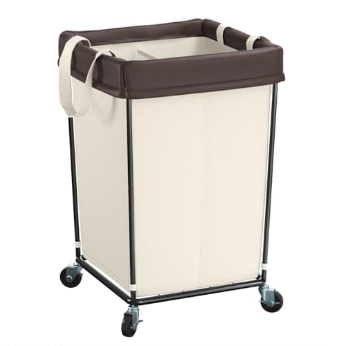 Mefirt 160L Laundry Basket with Wheels, 2 Section Large Rolling Laundry Hamper Bag with Wheels, Clothes Hamper Cart for Laundry, Bedroom, Bathroom and Dorm