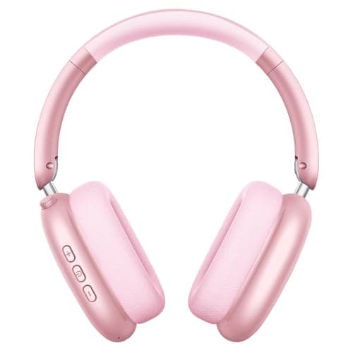 Wireless Over Ear Headphones, Noise Canceling Bluetooth 5.3 Headphones with Microphones,Hi-Res Audio,48H Playtime,Foldable,Breathable Soft Earpads for iOS/Android/Samsung/PC-Pink