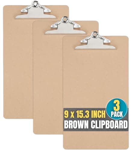 1InTheOffice Legal Size Clipboard, Heavy Duty Clipboard, Hardbound, Brown, 9x15.5 (3 Pack)