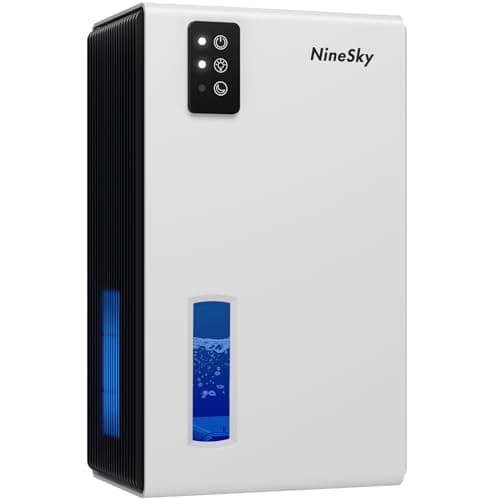 NineSky Dehumidifier for Home, 95 OZ Water Tank, (1000 sq.ft) Dehumidifiers for Bathroom Bedroom Basement with Auto Shut Off,7 Colors LED Light(White)