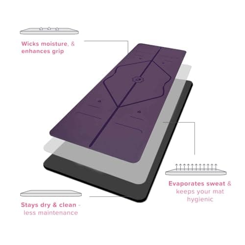 Liforme Original Yoga Mat – Free Yoga Bag Included - Patented Alignment System, Warrior-like Grip, Non-slip, sweat-resistant, 4.2mm thick mat for comfort - Purple 7