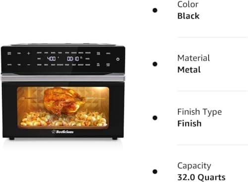 Beelicious® Pro 32QT Extra Large Air Fryer, 19-In-1 Air Fryer Toaster Oven Combo with Rotisserie and Dehydrator, Digital Convection Oven Countertop Airfryer Fit 13" Pizza, 1800w (Black) 7