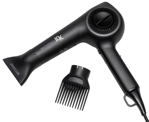 Bio Ionic 10X Ultralight Speed Hair Dryer, Blow Dryer with Adjustable Heat & Speed, Memory Function, Professional Hair Styling Tool for Fast, Frizz-Free Hairstyles, Black