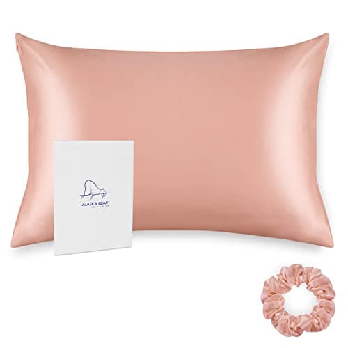 ALASKA BEAR Natural Silk Pillowcase, Hypoallergenic, 19 Momme, 600 Thread Count 100 Percent Mulberry Silk, Queen Size with Hidden Zipper (1, Dusty Pink)