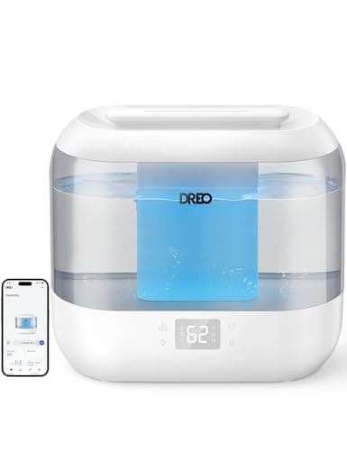 Dreo Smart Humidifiers for Bedroom, Top Fill 4L Supersized Humidifier Large Room with 28 dB, 36H Runtime, Touch/APP/Voice Control, Nightlight, Cool Mist Humidifiers for Baby, Plants, Indoor, Grey