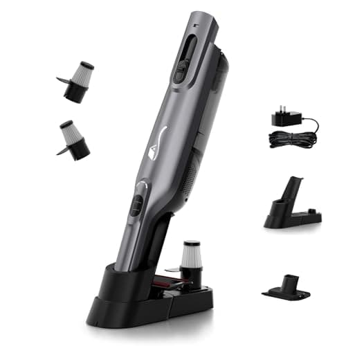 AYONTIN Rechargeable Handheld Vacuum, Lightweight Hand Vacuum Cordless, Powerful Suction, One-Touch Empty, LED Lights, Large Dust Cup for Home, Office, Car, Pet, Gray