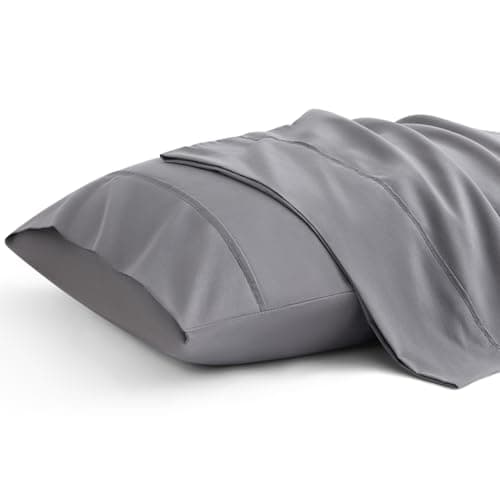 Bedsure Pillow Cases Standard Size Set of 2 - Dark Grey Brushed Microfiber Pillowcases, Super Soft and Cozy Pillow Case Covers with Envelope Closure, Wrinkle, Fade and Stain Resistant, 20x26 Inches