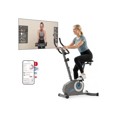 JLL Smart Upright Exercise Bike, Stationary Bike for Home Gym Fitness, Indoor Workout Bike with Free App, Heart Rate Tracking & Adjustable Comfortable Seat