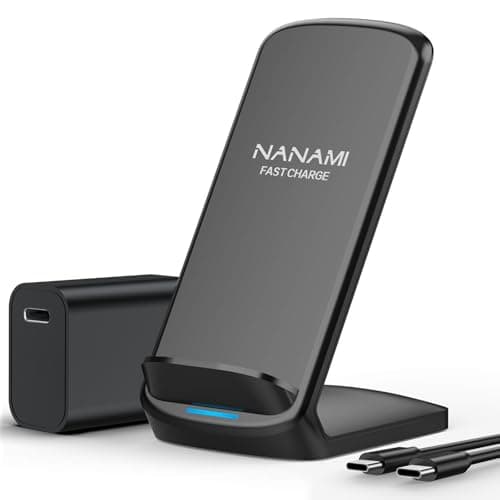 NANAMI Fast Wireless Charger, Qi Certified Wireless Charging Stand with PD20W Adapter USB Charger for iPhone 17/17 Air/17 Pro/17 Pro Max/16/15/14/13,10W for Samsung Galaxy S25/S24/S23/S22/S21/Note 20
