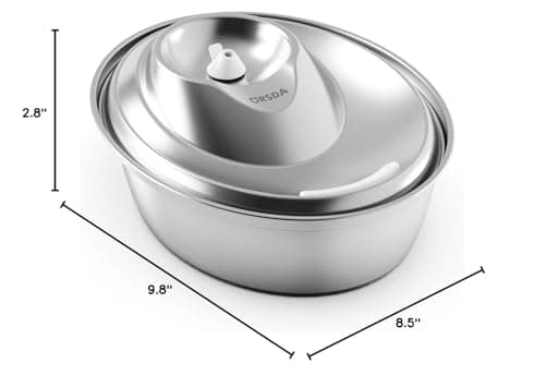 ORSDA Cat Water Fountain Stainless Steel, 2L Pet Fountain for Cats Inside, Dog Water Dispenser, Automatic Cat Drinking Fountains with 6 Replacement Filters for Cats, Small Dogs 8