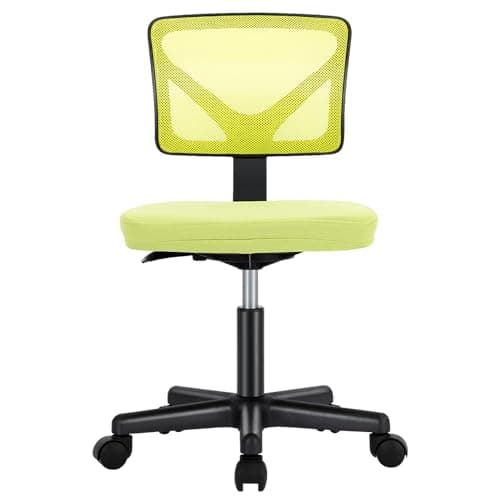 Sweetcrispy Office Computer Desk Chair, Ergonomic Low-Back Mesh Rolling Work Swivel Chairs with Wheels, Armless Comfortable Seat Lumbar Support for Home, Bedroom, Study, Student, Adults, Green
