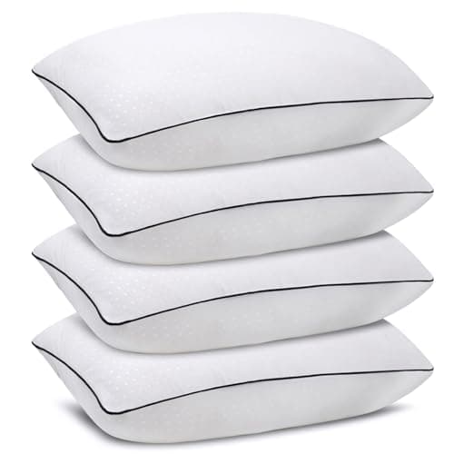 Higoom Standard Size Bed Pillows for Sleeping 4 Pack,Luxury Hotel Pillows,Comfortable and Supportive,Machine Washable,Suitable for Stomach,Back and Side Sleepers.