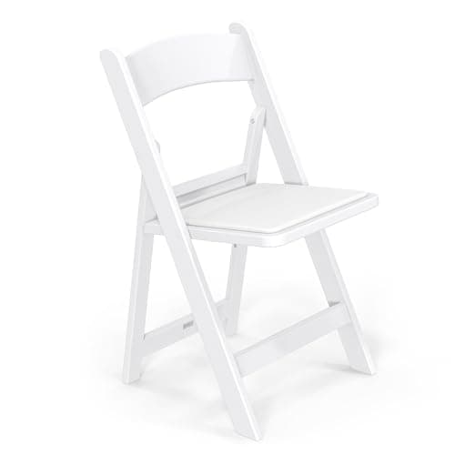 VINGLI Resin Folding Chairs with Cushion, Foldable Plastic Chair with Comfortable Padded Seats, Perfect for Event Party Indoor Outdoor, White, 1 PC