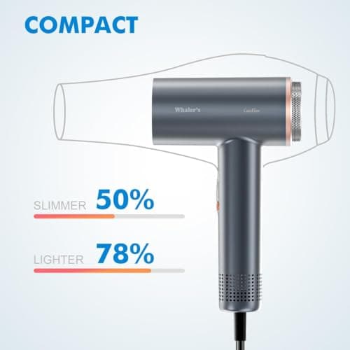 Rukebas Professional Ionic Hair Dryer 1400W with Diffuser & Concentrator - 4 Speed/Heat Settings, Lightweight Fast Drying for Home Travel, Includes Brush Head & Replacement (120V 1.4kW) 8