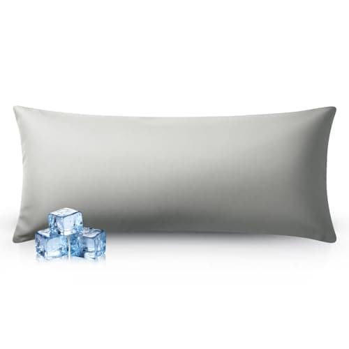 Ice Cooling Body Pillowcase for Hot Sleepers, Stay Cool All Night, Silky Touch Long Body Pillow Cases with Invisible Zipper, Soft Breathable Body Pillow Cover, Gift for Men Women - 20"x54", Stone Gray