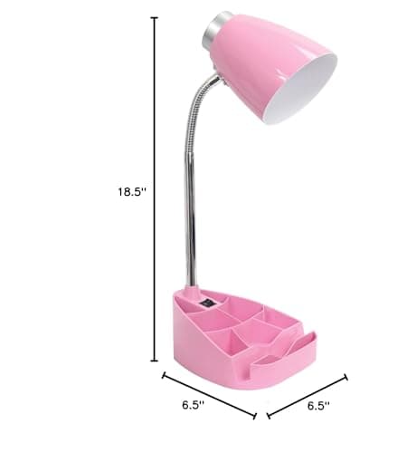 Simple Designs LD1002-PNK Gooseneck Organizer Desk Lamp with iPad Tablet Stand Book Holder, Pink 7
