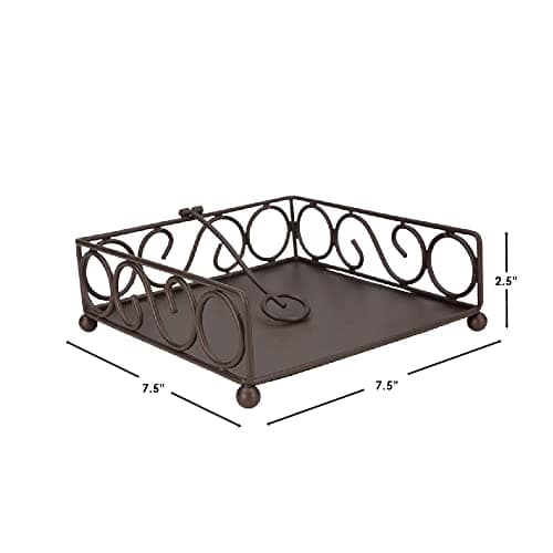 Napkin Holder For Table, By Home Basics (Bronze) | Napkin Holders For Kitchen | Scroll Design Table Napkin Holder with Stopper Medium 7