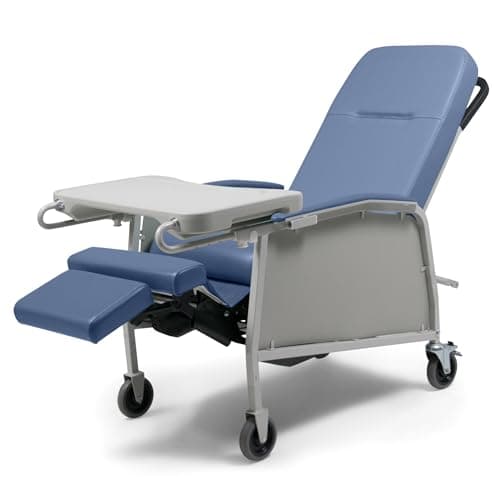 Lumex 3-Position Medical Recliner, Reclining Geri Chair with Wheels, Blue Ridge