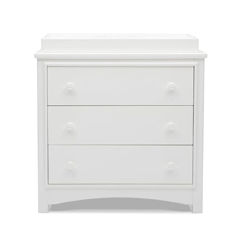 Delta Children Perry 3 Drawer Dresser with Changing Top and Interlocking Drawers, Bianca White 11