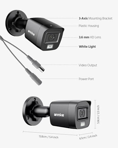 ANNKE 1080p HD-TVI Security Surveillance Camera for Home CCTV System, 2MP Bullet BNC Camera with 100 ft Super Night Vision, IP66 Surveillance Weatherproof Add–on Wired Cam 8
