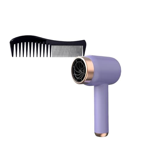 2025 Battery Hair Dryer Battery Hair Dryer Rechargeable with USB Charging Cold Hot Wind Wireless Hair Dryer with Battery for Travel Camping (Purple)