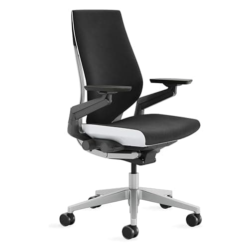 Steelcase Gesture Office Chair - Ergonomic Work Chair with Wheels for Carpet - Comfortable - Intuitive-to-Adjust for Desk - 360-Degree Arms - Licorice Fabric