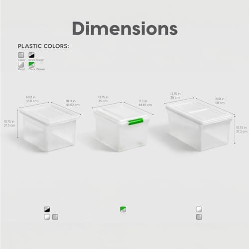 IRIS USA File Box, Plastic File Organizer with Lids for Letter/Legal File, Portable Document Box For Moving, Storage Bin with Durable and Secure Lid, Stackable Nestable BPA-Free, Black 35 Qt. 4 Pack 6