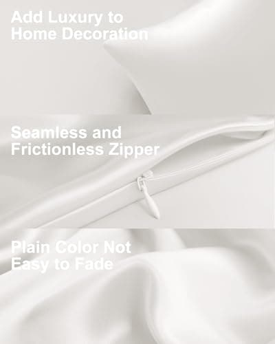 THXSILK Set of 2 100% Silk Pillowcases for Hair and Skin, Both Sides Grade 6A+ 22 Momme Mulberry Silk Pillow Case with Hidden Zipper, Soft & Smooth White Pillowcases(2pcs, Queen Size 20"x30") 6