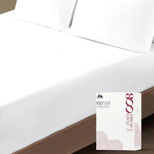Mayfair Linen Luxury 100% Egyptian Cotton King Fitted Sheet Only - Premium 800 TC Hotel Quality Deep Pocket Cotton Fitted Sheet, Soft, Sateen Weave Bottom Sheet, Fits Mattress up to 18 in - White