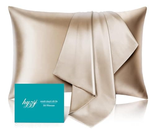 Mulberry Silk Pillowcase for Hair and Skin Standard Size 20"X 26" with Hidden Zipper, Softer Than Silk Pillow Cases Queen Smooth Cooling Pillow Covers for Sleeping(Champagne Gold,Standard,1Pcs)