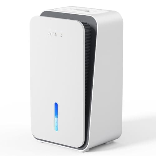 1,000 Sq. Ft Dehumidifier for Home, Quiet Portable Dehumidifier with Auto Shut Off and Aromatherapy Diffuser, 7 Colors LED Light for Basement Bedroom,Ivory