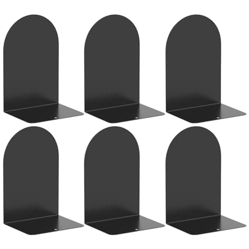 ALOTCHE Bookend 6 Pieces, Metal Round Bookends for Shelves, Book Ends to Hold Books for Desk, Book Stopper for Home Office