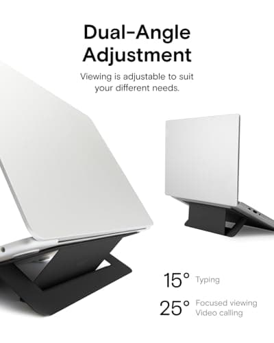 MOFT Laptop Stand for Desk, Adhesive Airflow Laptop Cooling Riser for Heat Dissipation with 2 Adjustable Viewing Angles, Foldable & Portable Computer Stand Compatible with Laptops 11"-16", Jet Black 6