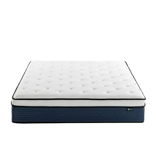 ZINUS 12 Inch Comfort Support Hybrid Mattress [New Version], Queen, Fiberglass Free, Medium Plush, Motion Isolation, Certified Safe Foams & Fabric, Mattress in A Box 10