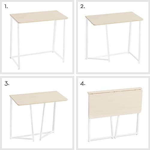 WOHOMO Folding Desk, Small Foldable Desk 31.5" for Small Spaces, Space Saving Computer Table Writing Workstation for Home Office, Easy Assembly, Oak 9