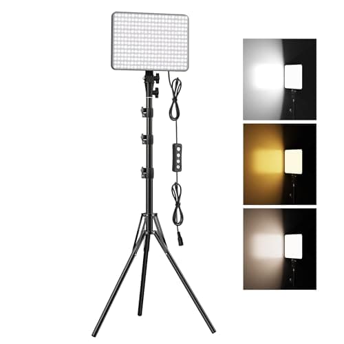 30W Upgraded Photography Lighting Kit, Anautin 1-Pack LED Video Lighting for Video Recording, 3700Lux Studio Lights with Tripod Stand for Photography, Streaming, Gaming, Podcast, Filming, Vlogging