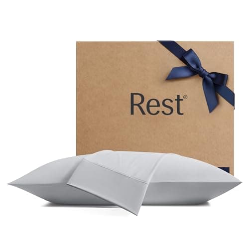 REST® Evercool®+ Cooling Pillowcases Standard - 2 Pillowcases for Sensitive Skin, Silver Infused Fabric for Hygienic Sleep, Silky Smooth for Curly Hair, High Elastic for Snug Fit (19x29 inches)