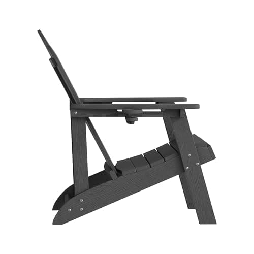 LUE BONA HDPE Adirondack Chairs Set of 4 - Weather Resistant Seating with Cup Holder for Patio, Fire Pit, Deck & Resort Garden, Black 9