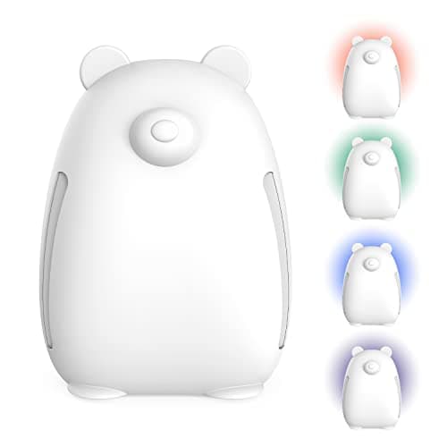 Pure Enrichment PureBaby Kids Bear Air True HEPA Air Purifier - 4 Stage Air Filtration, UV-C Light, and Night Light for Medium-Large Rooms - Baby Nurseries, Kid Bedrooms (White)