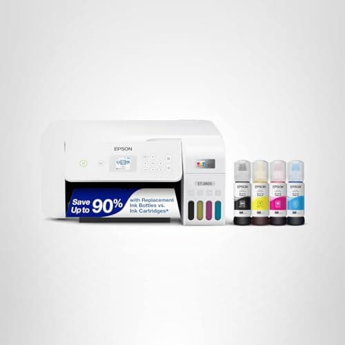 Epson EcoTank ET-2800 Wireless Color All-in-One Cartridge-Free Supertank with Scan and Copy, The Ideal Basic Home Printer - White 7