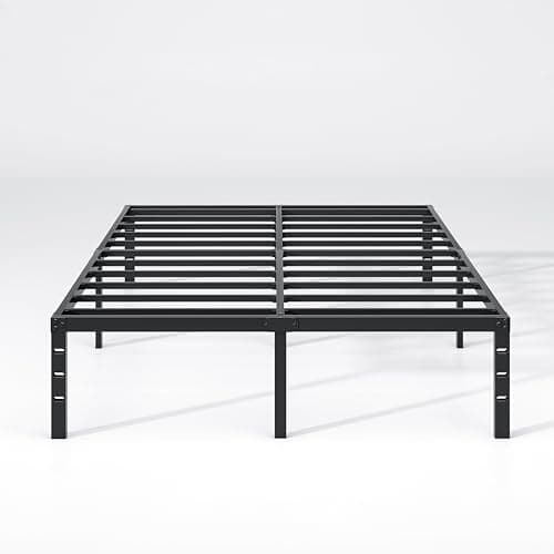 NEW JETO Metal Bed Frame,Queen Size Bed Frame with Storage Space,Heavy Duty Sturdy Mattress Foundation,Easy Assembly,No Box Spring Needed, Black,18 Inch,Queen 9